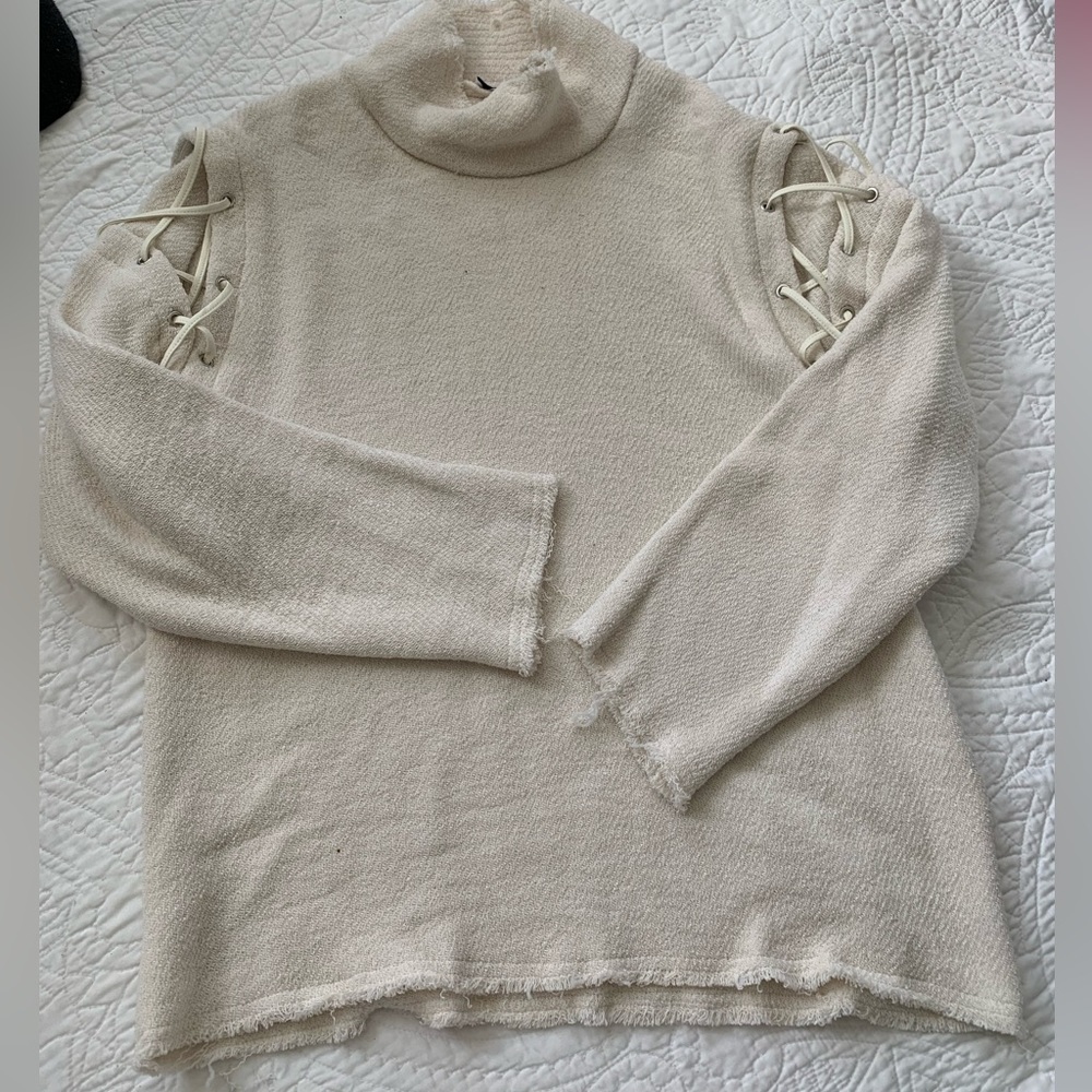 Iro cream lace up sweater